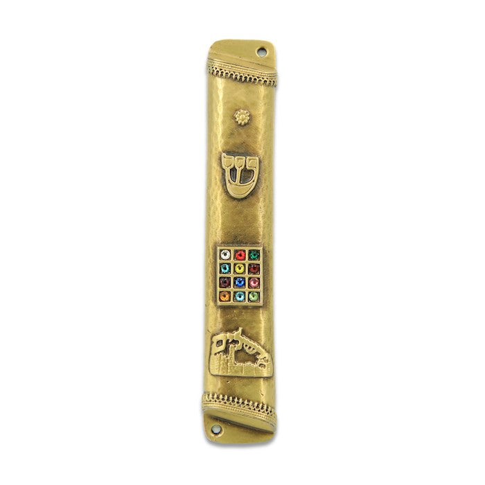 Mezuzah - Breast-Plate Jerusalem And Shin In Hebrew - Bronze