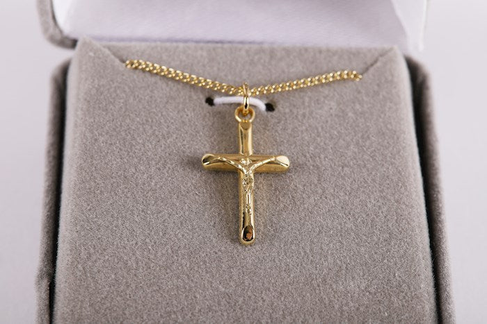 Necklace-Gold/Sterling Silver-Crucifix (18")