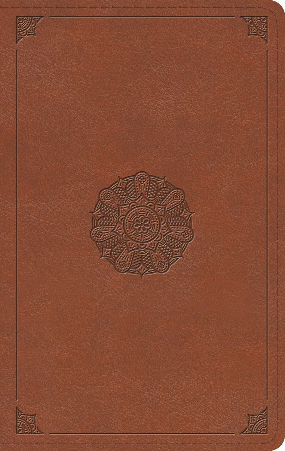 ESV Large Print Thinline Bible- English Saddle  Emblem Design TruTone