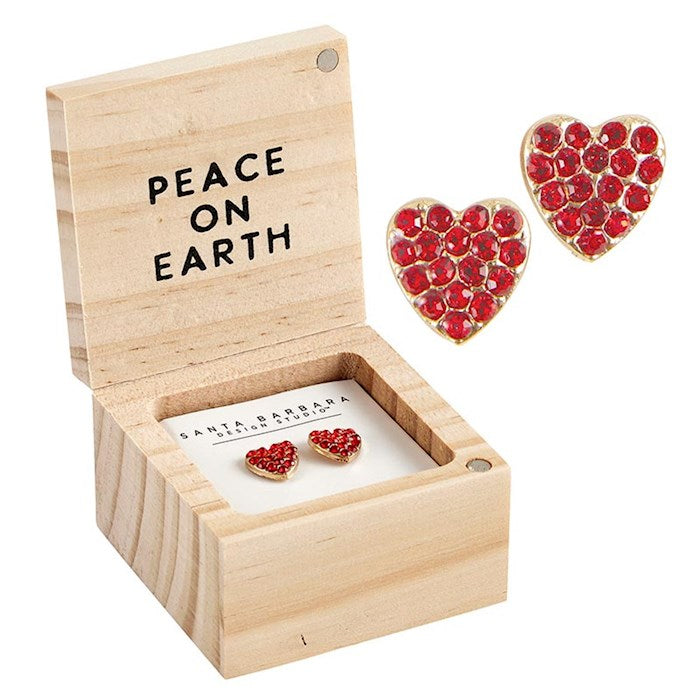 Earrings-Joy To The World/Heart Studs In Box