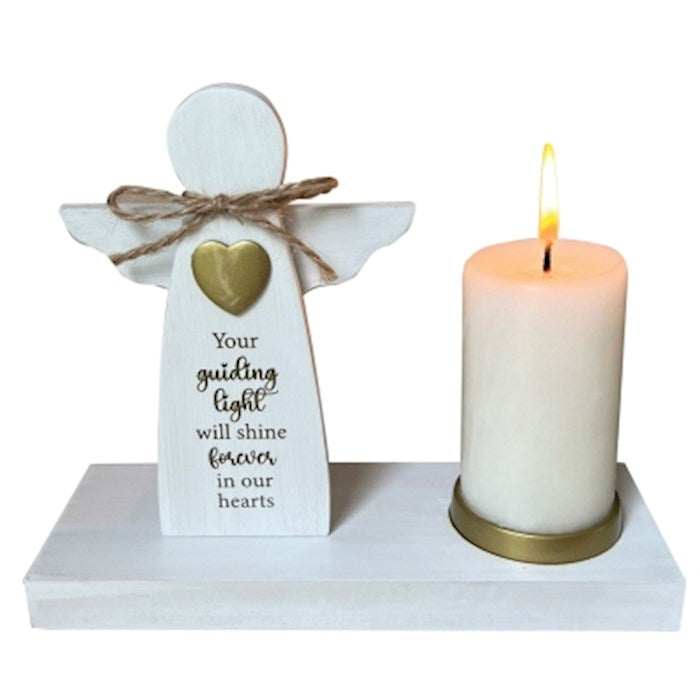 Candle Holder-Memorial w/Angel (Holds 4 x 2&quot; White Votive)