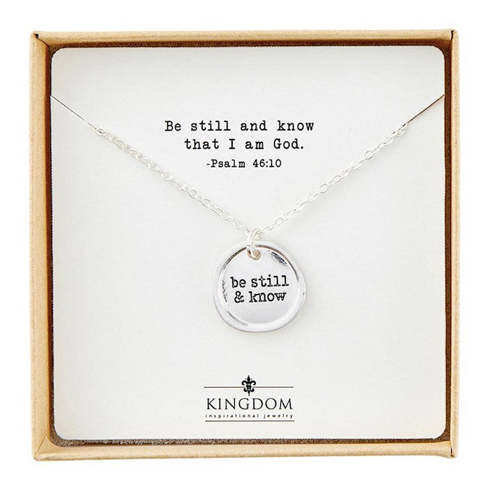 Necklace-Sealed In Faith Pendant-Be Still (18&quot; w/ 2&quot; Extender)