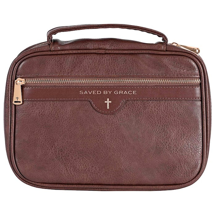 Bible Cover-Saved By Grace-Brown-XLG