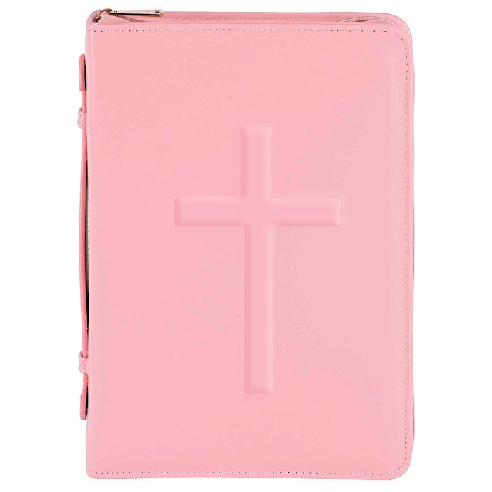 Bible Cover-Embossed Cross-Pink-XLG
