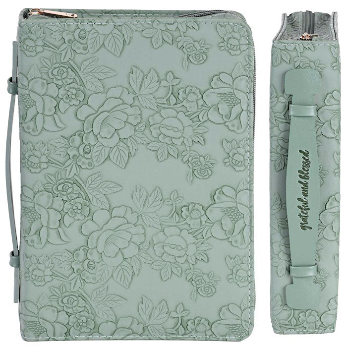 Bible Cover-Sculpture Floral-Green-XLG