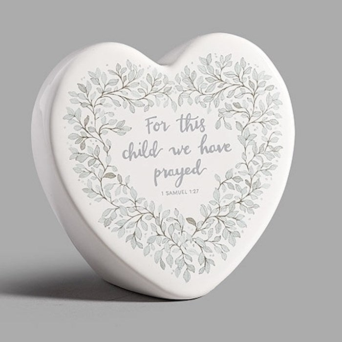 Home Decor-For This Child We Have Prayed Heart (3.75"H x 1.75"W x 4"L)