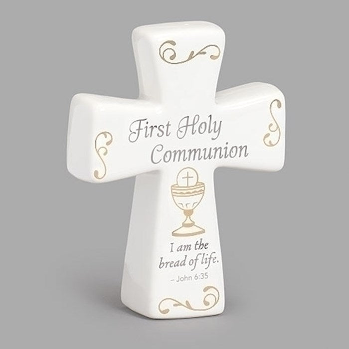 Table Cross-First Holy Communion/I Am The Bread Of Life (4.5"H)