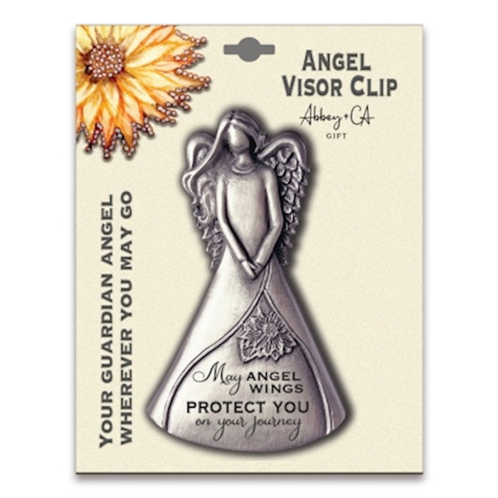 Visor Clip-Angel-May Angels Wings Protect You-Carded (3 3/8" x 2")
