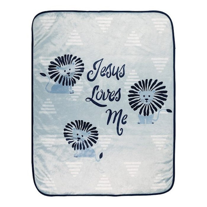 Throw-Jesus Loves Me/Lion-Blue (30" x 40")