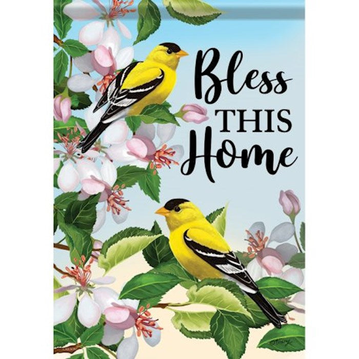 Flag-Garden-Dura Soft-Bless This Home/Goldfinches (12.5" x 18") (out of print)