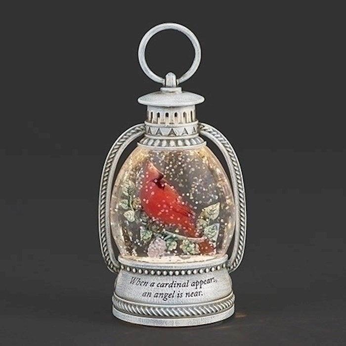 Lantern-LED-Shimmer-When A Cardinal Appears... Pewter (6"H)