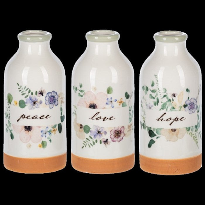 Floral Vase Prepack-Peace Hope &amp; Love (6"H) (Set Of 3)