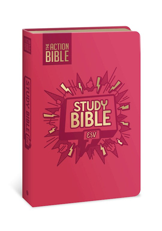 ESV The Action Bible Study Bible (Full Color)-Pink Leathersoft