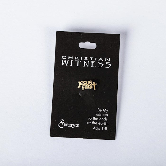 Lapel Pin-Jesus First-Gold (5/8") (Pack Of 6)