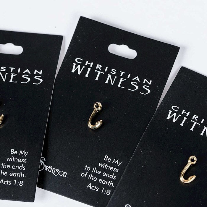 Lapel Pin-Fish Hook-Gold (1/2") (Pack Of 6)