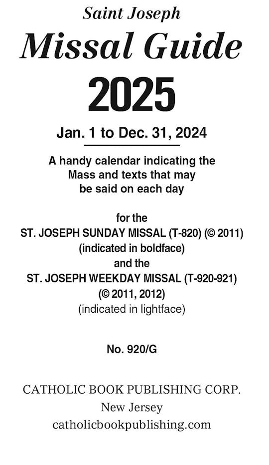 Saint Joseph Missal Guide 2025 (