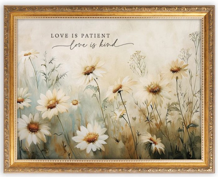 Gold Framed Linen-Love Is Patient Love Is Kind (17.75" x 13.75")