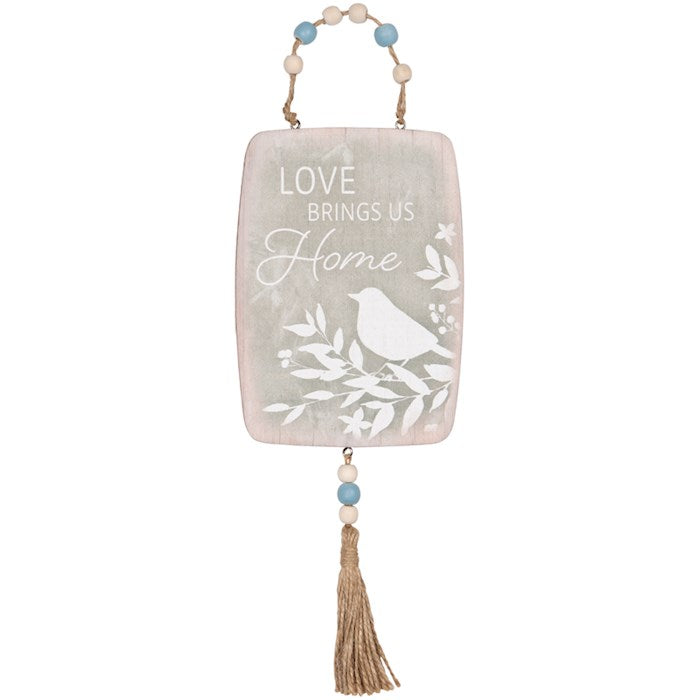 Hanging Plaque-Love Brings Us Home w/Beads (13 1/2" x 4 1/2") (Pack Of 4)