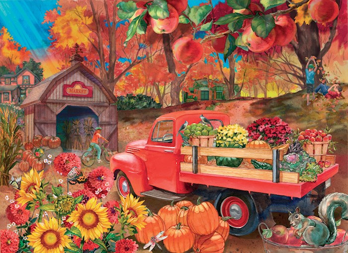 Jigsaw Puzzle-Autumn Market Truck W/Poster (1000 Piece Soft Touch)