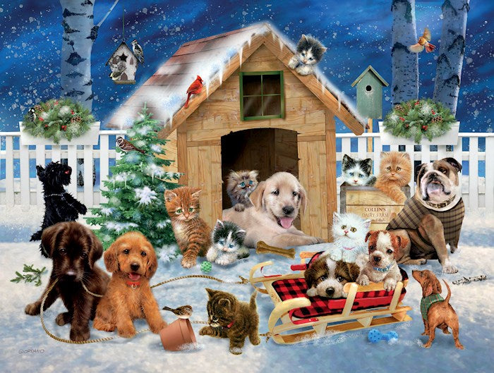 Jigsaw Puzzle-Winter Pets W/Poster (500 Piece Soft Touch)