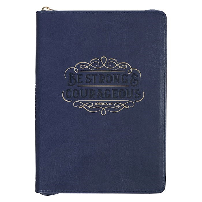 Journal-Be Strong &amp; Courageous (Joshua 1:9)-Navy Classic w/Zipper