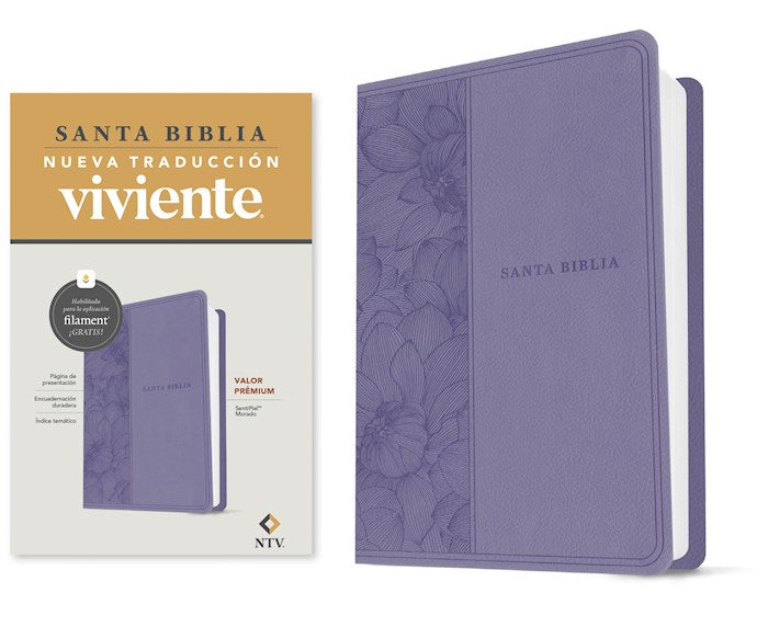 NTV Biblia Valor Premium con Filament (NLT Premium Value Bible Filament Enabled)-Purple LeatherLike