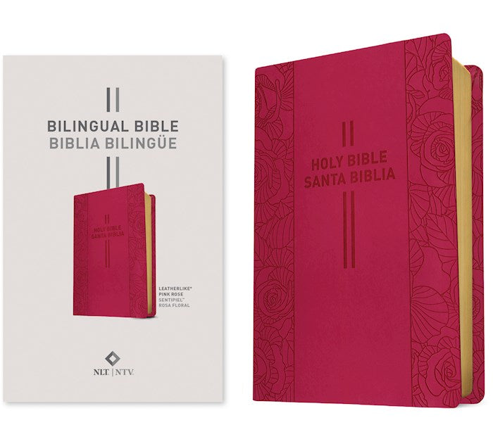 NLT/NTV Bilingual Bible (Biblia Bilingue NLT/NTV)-Pink Rose LeatherLike