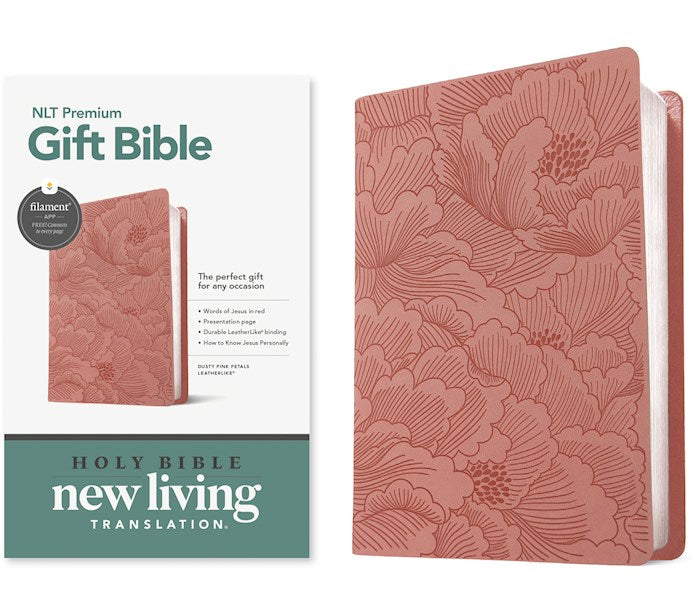 NLT Premium Gift Bible Filament Enabled-Dusty Pink Petals LeatherLike