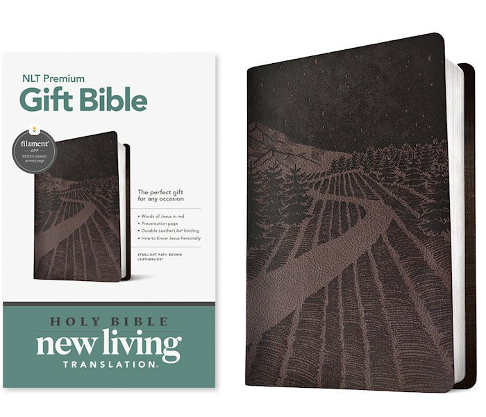 NLT Premium Gift Bible Filament Enabled-Starlight Path Brown LeatherLike