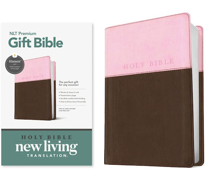 NLT Premium Gift Bible Filament Enabled-Pink/Dark Brown TuTone