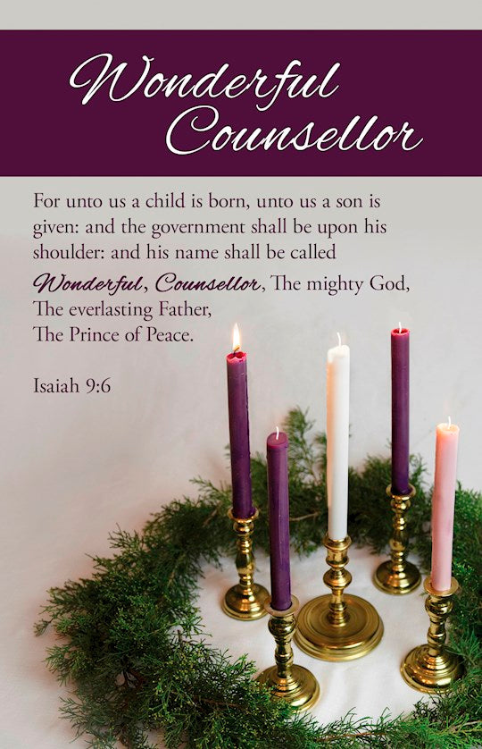 Bulletin-Advent Week 1: Wonderful Counsellor (Isaiah 9:6 KJV) (Pack Of 100)