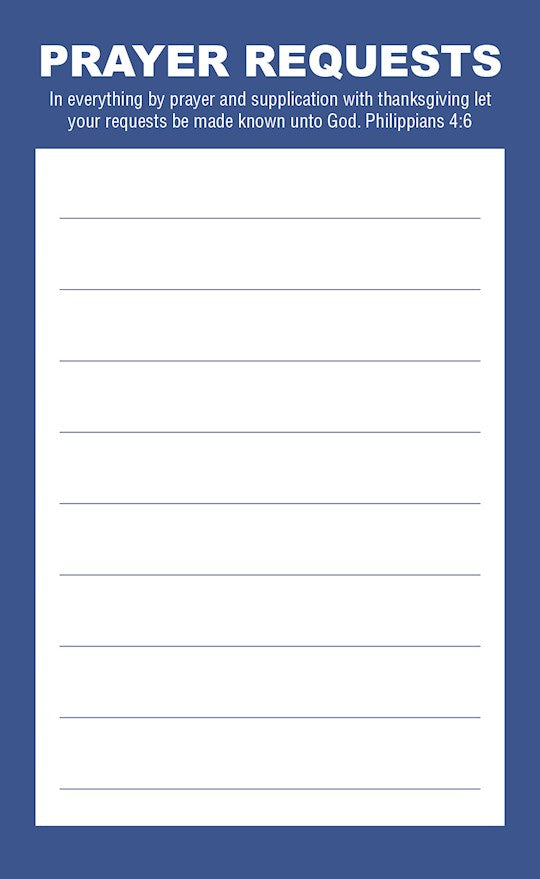 Prayer Request Card-Prayer Request (Philippians 4:6 KJV)-Blue (Pack Of 50)