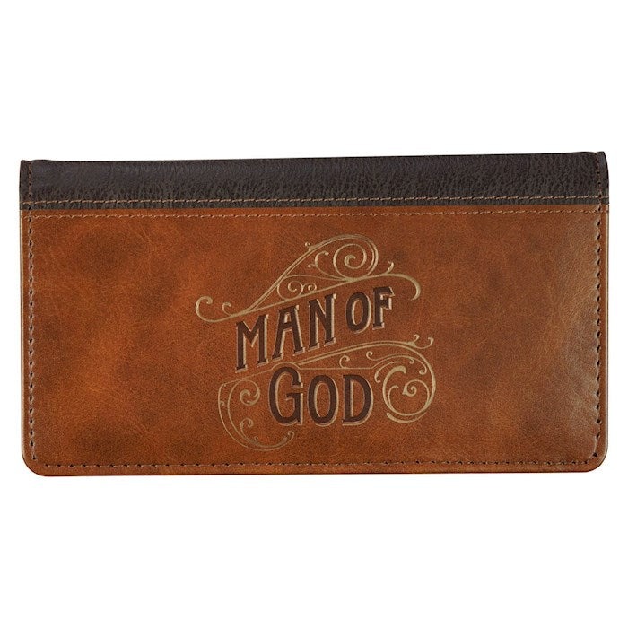 Checkbook Wallet-Man of God 1 Tim. 6:11-Brown Two-tone