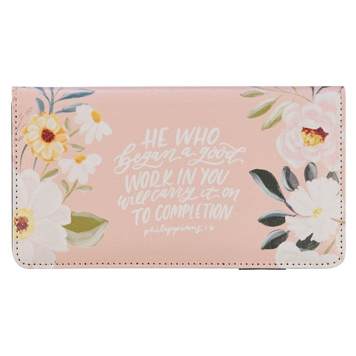 Checkbook Wallet-Good Work Phil. 1:6-Pink