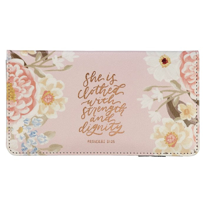 Checkbook Wallet-Strength &amp; Dignity Prov. 31:25-Pink