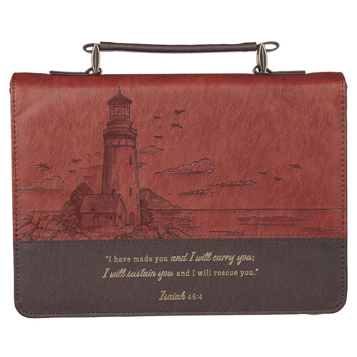 Bible Cover-Classic-I Will Carry You Isa. 46:4-Two-tone Brown-LRG