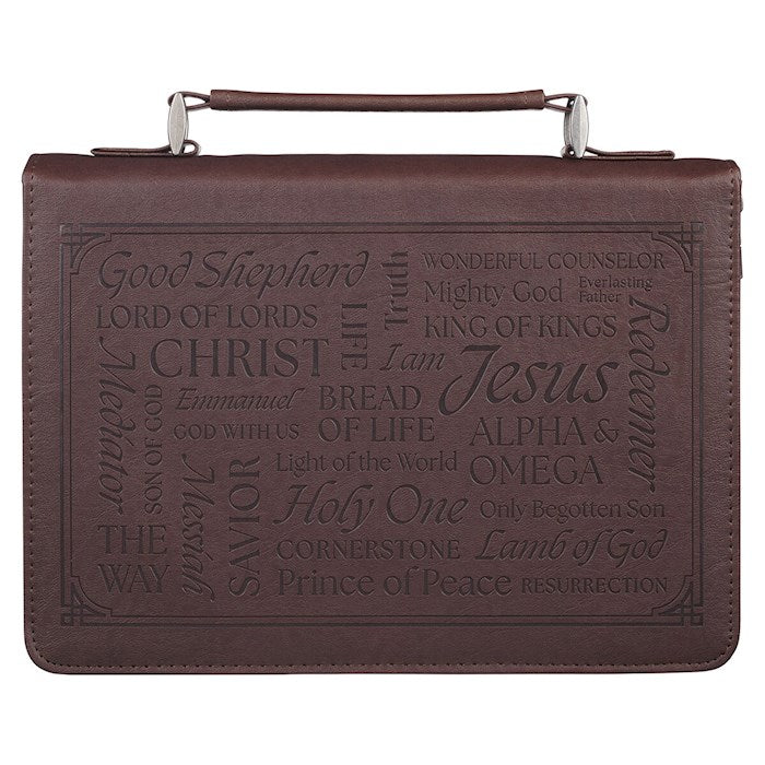 Bible Cover-Classic-Names Of Jesus Isa. 9:6-Brown-LRG