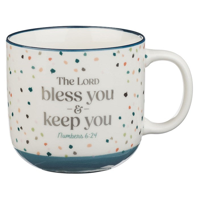 Mug-The Lord Bless You &amp; Keep You (Numbers 6:24)-Blue Confetti Ceramic