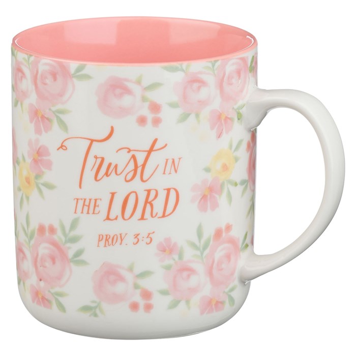 Mug-Trust In The Lord (Proverbs 3:5)-Pink Rose Ceramic