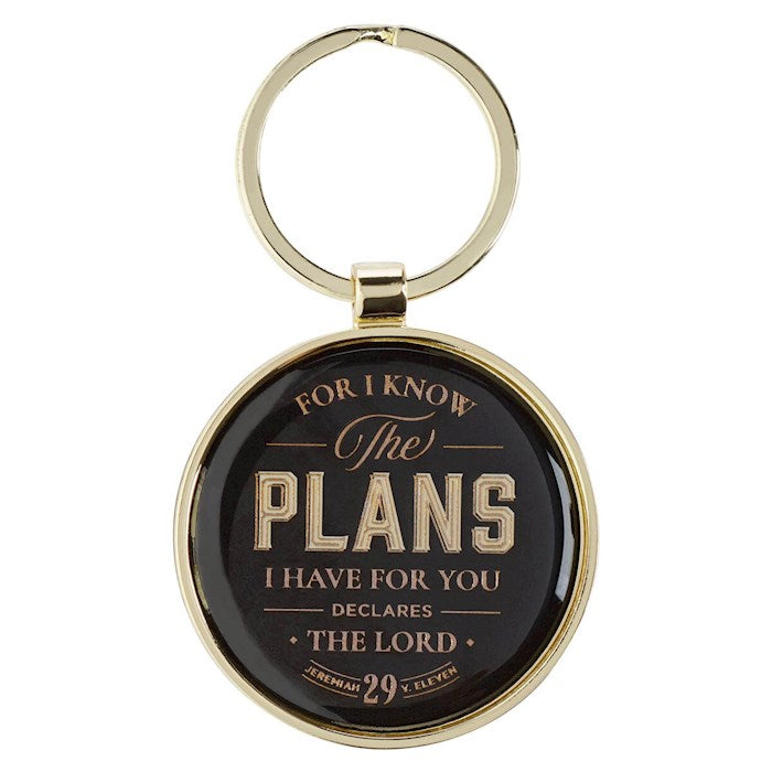 Keychain-For I Know The Plans I Have For You (Jer. 29:11)-Black Metal In Gift Box