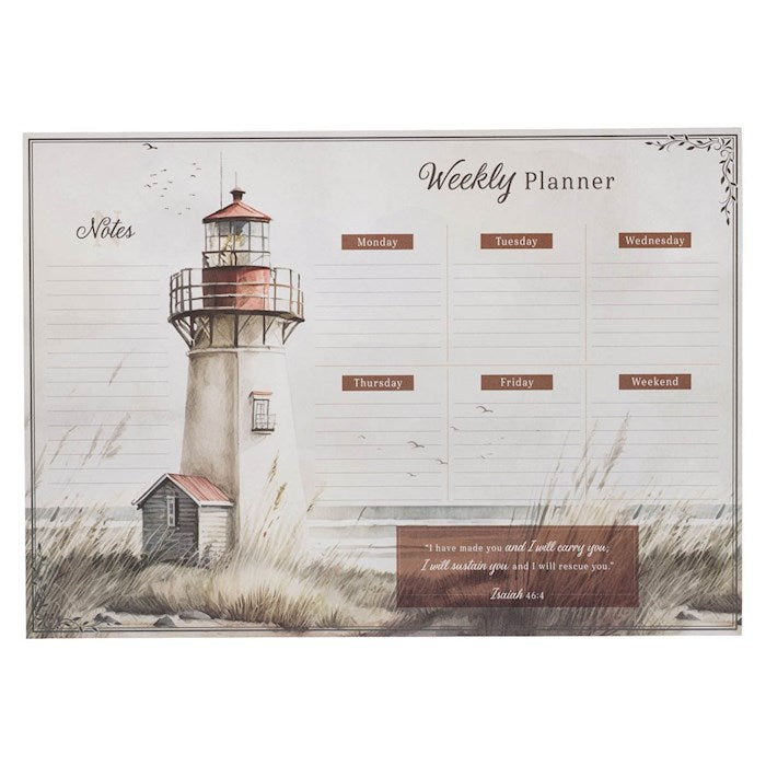 Undated Weekly Planner-Lighthouse I Will Carry You Isa. 46:4