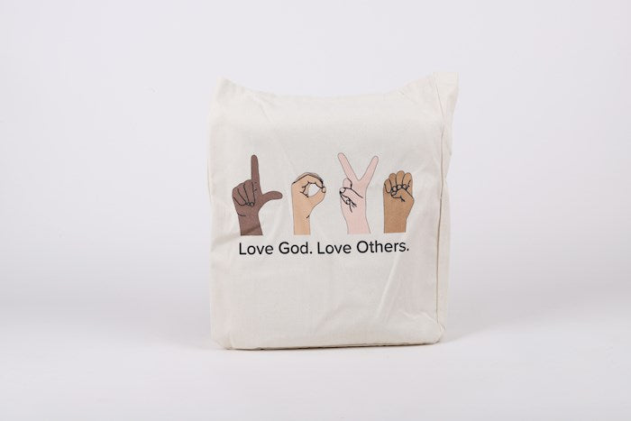 Tote-Love God Love Others (16.25" x 13.25 X 4.5" plus 9.5" handle)