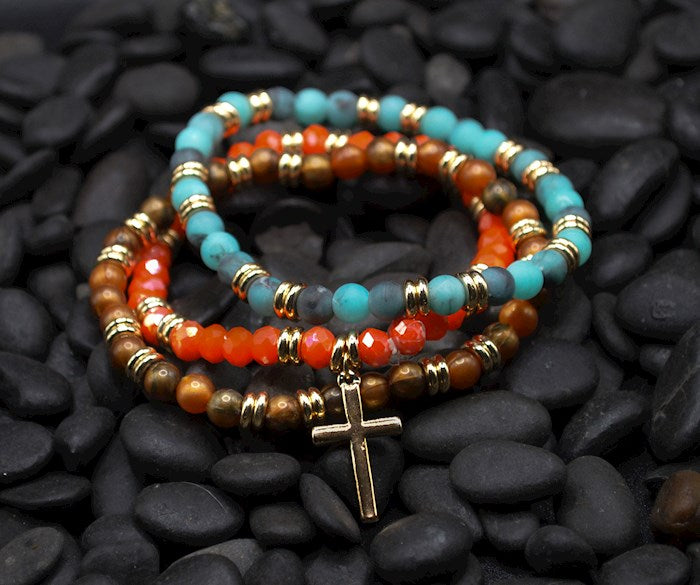 Bracelet-Eden Merry-Cross-Three Strand-Multi