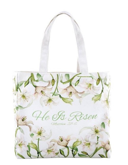 Canvas Tote-He Is Risen (Matthew 28:6) (10" x 10" w/3.5" Gusset)