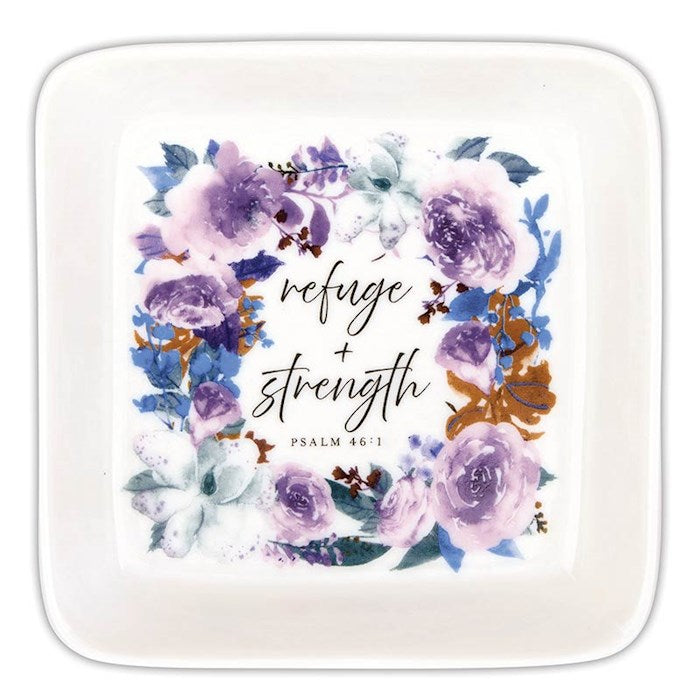 Trinket Tray-Refuge + Strength (Psalm 46:1) (2.75")