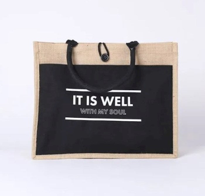 Jute Tote-It Is Well (18" x 13.5" x 5")