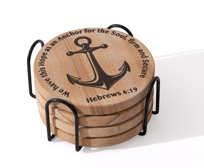Coaster Set-We Have This Hope As An Anchor (Hebrews 6:19) (4 Coasters) (