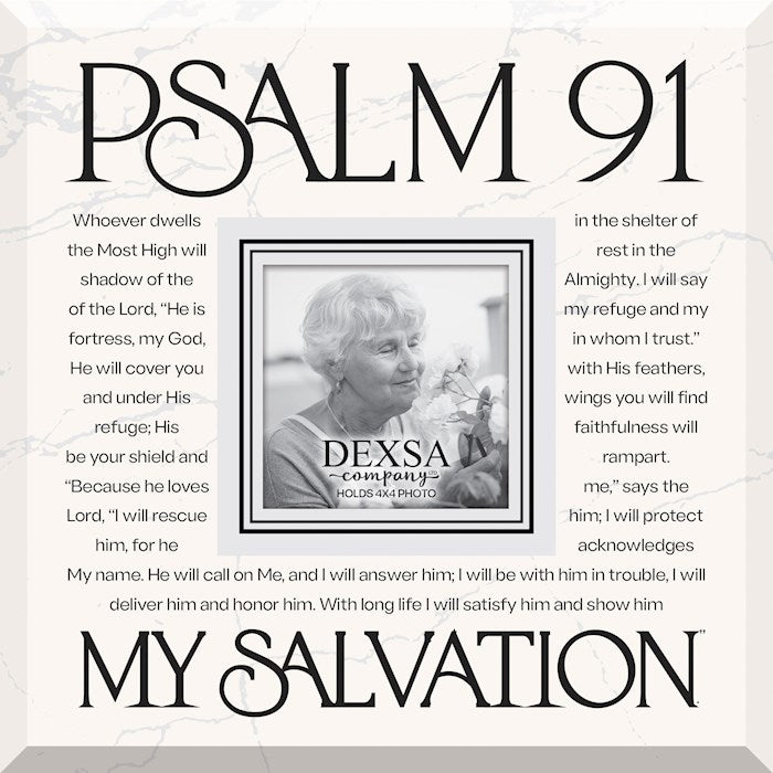Glass Photo Frame-Psalm 91 - My Salvation (12 x 10) (Holds 4 x 6 Photo)