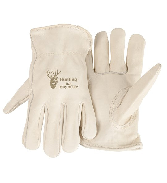 Gloves-Unlined-Hunting Is A Way Of Life-White (Large)