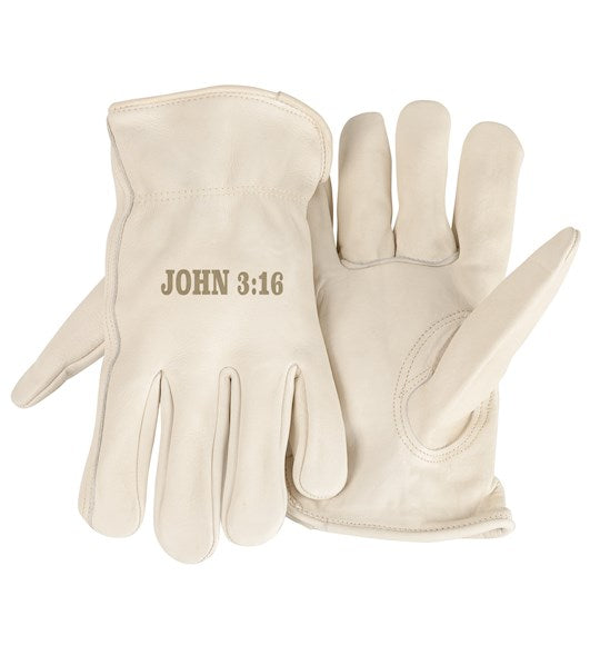 Gloves-Unlined-John 3:16-White(X-Large)